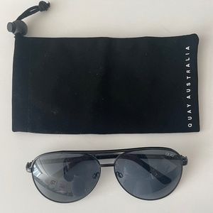 Quay Australia Oversized Black High Key Aviator Women's Sunglasses